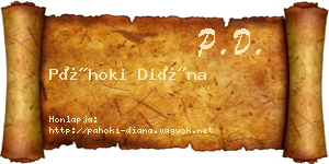 Páhoki Diána névjegykártya